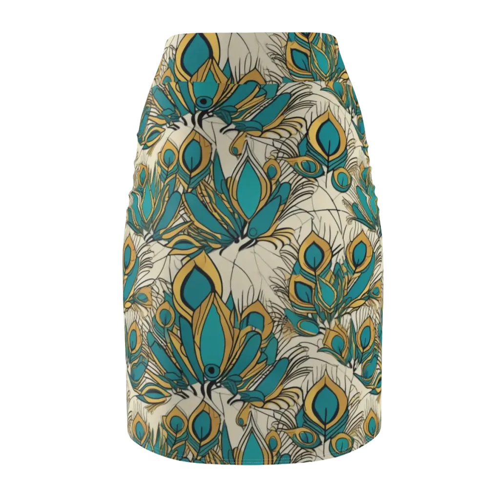 Peacock Gilt on Pencil Skirt — Back