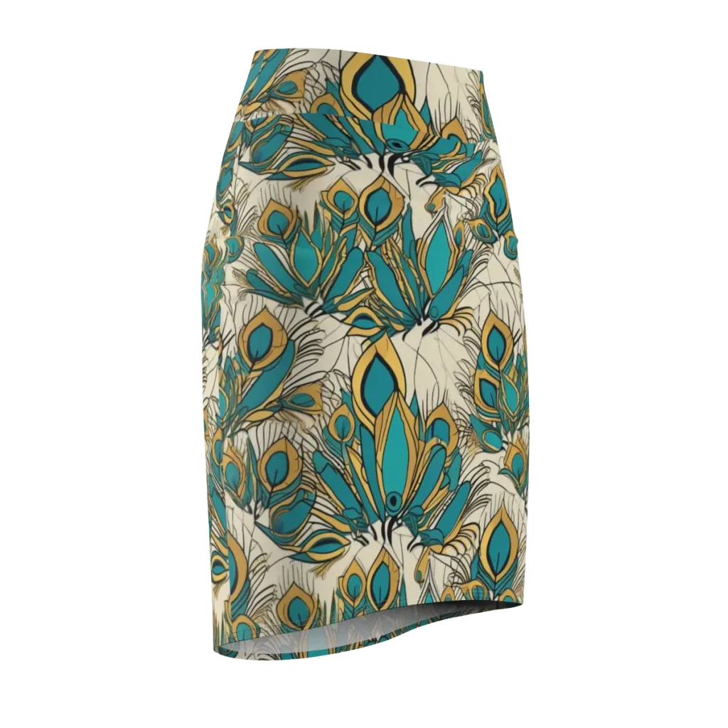 Peacock Gilt on Pencil Skirt — Front Side