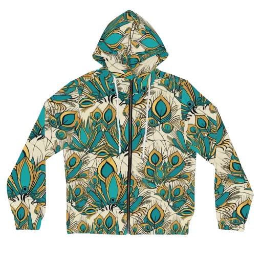 Peacock Gilt on a Women's Full-Zip Hoodie