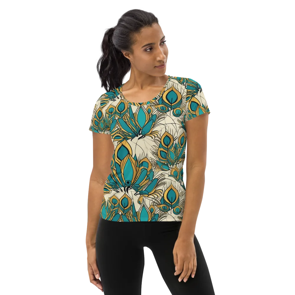 Peacock Gilt on Women's Athletic T-Shirt — Front