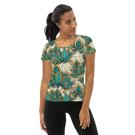 Peacock Gilt on a Women's Athletic T-Shirt