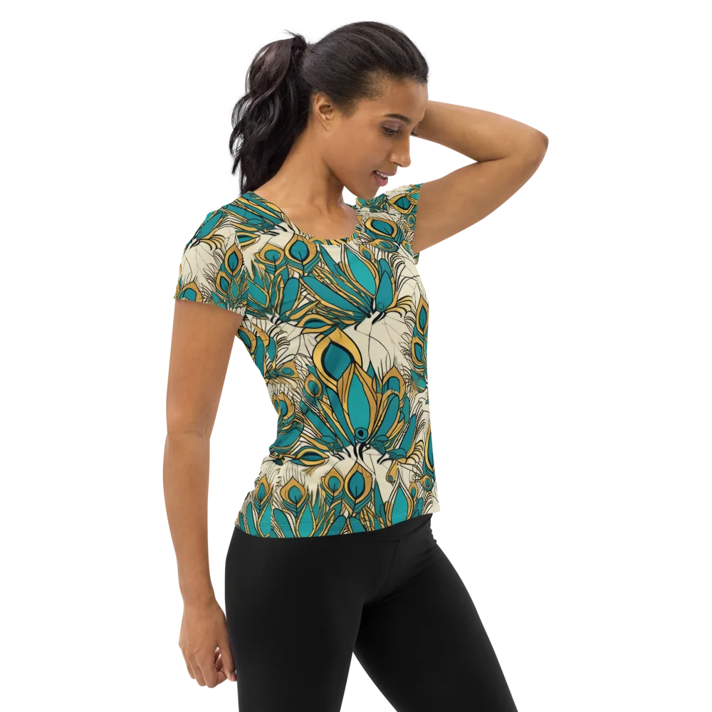 Peacock Gilt on Women's Athletic T-Shirt — Right