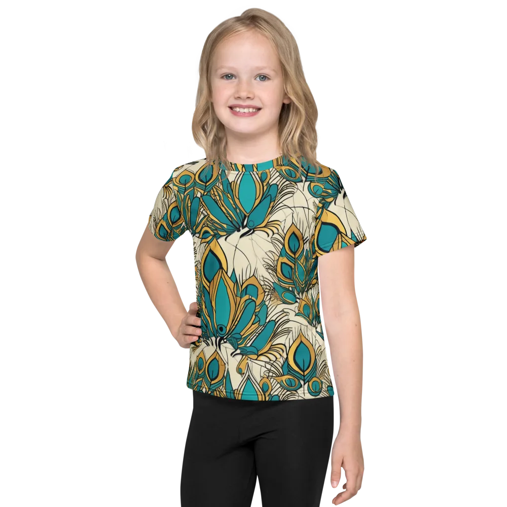 Peacock Gilt on Kids Crew Neck T-Shirt — Front