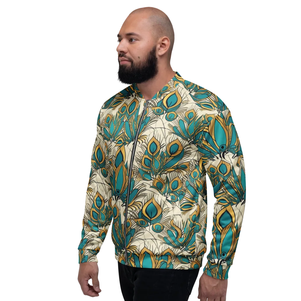 Peacock Gilt on Bomber Jacket — Left