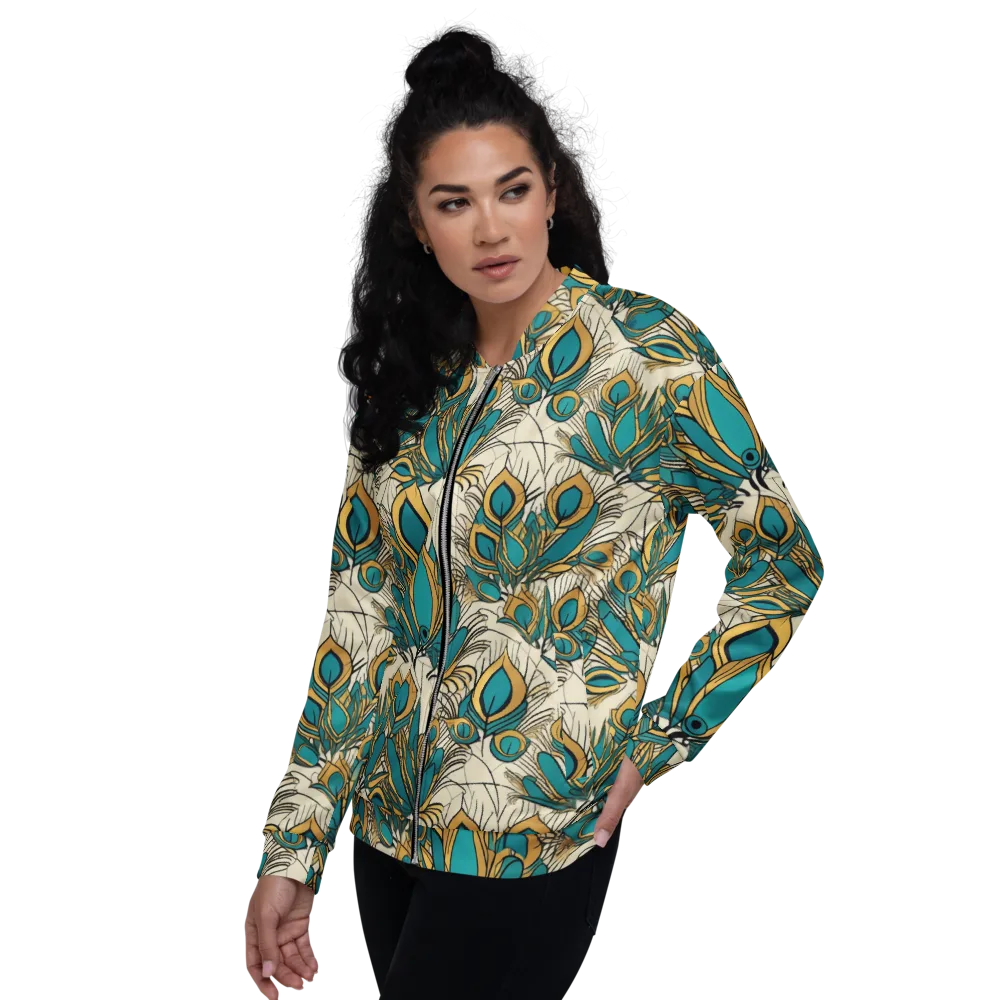 Peacock Gilt on Bomber Jacket — Left