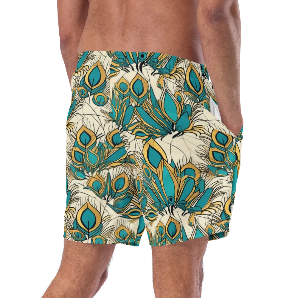 Peacock Gilt on Swim Trunks — Right Back