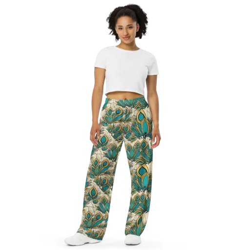 Peacock Gilt on a Wide-Leg Pants