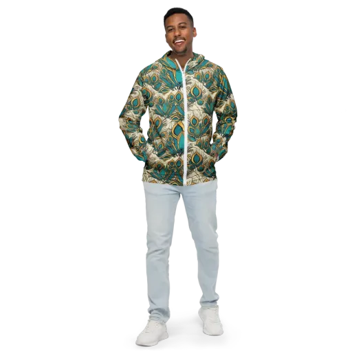 Peacock Gilt on a Men's Windbreaker