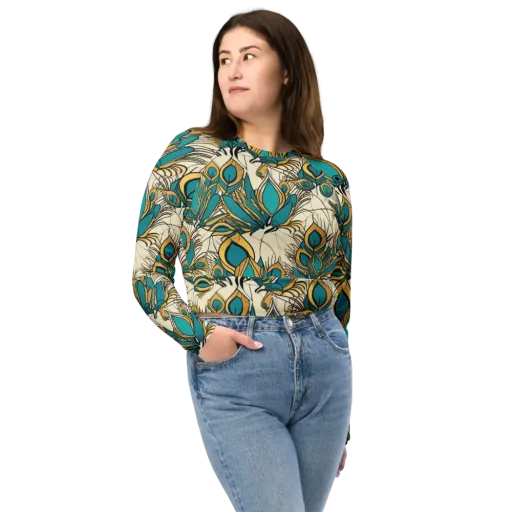 Peacock Gilt on a Long Sleeve Crop Top