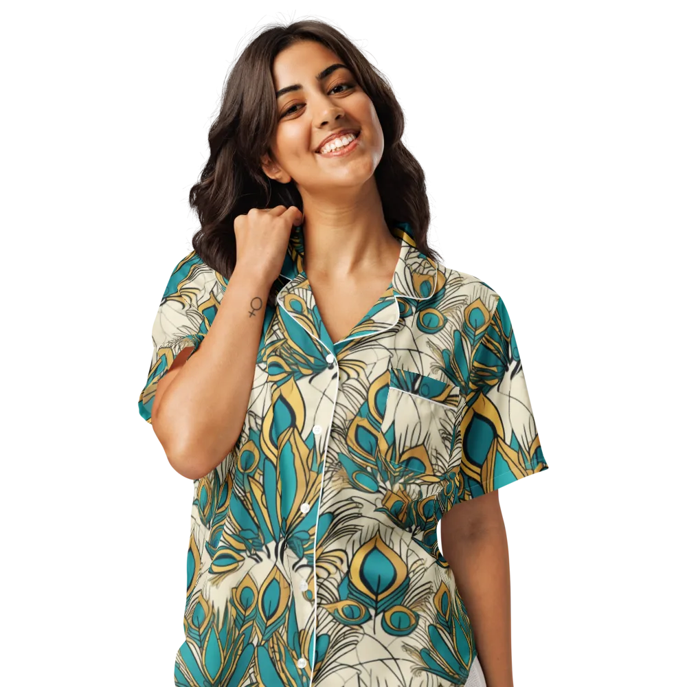 Peacock Gilt on Women's Short Sleeve Pajama Top — Front