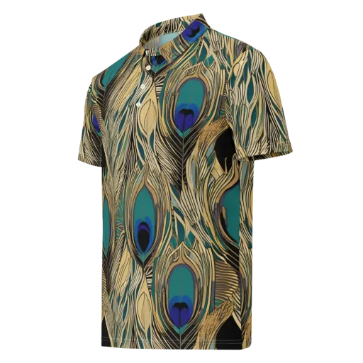 Gilded Iridescence on a Men's Slim Fit Polo Shirt