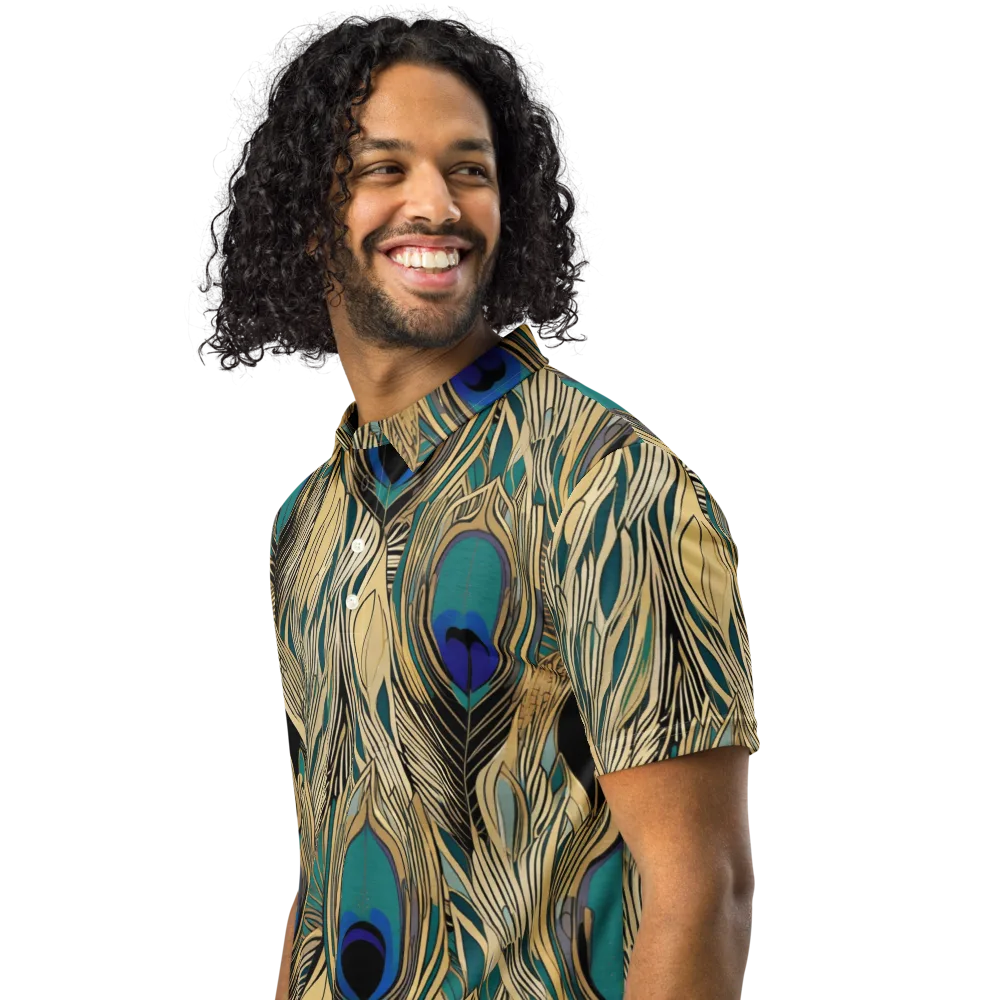 Gilded Iridescence on Men's Slim Fit Polo Shirt — Left Front