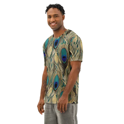 Gilded Iridescence on a Men's Cotton Crew Neck T-Shirt