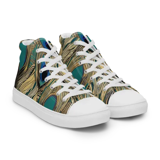 Gilded Iridescence on a Men's High Top Canvas Shoes