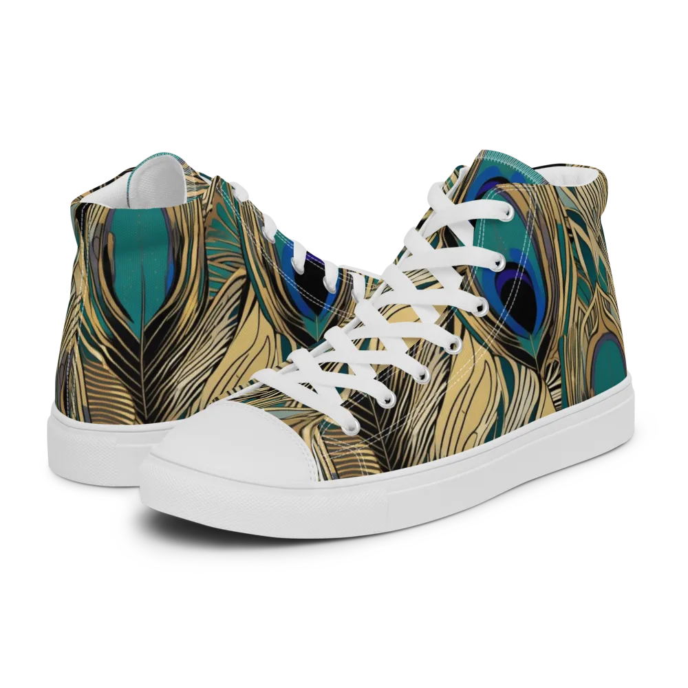 Gilded Iridescence on Men's High Top Canvas Shoes — Left