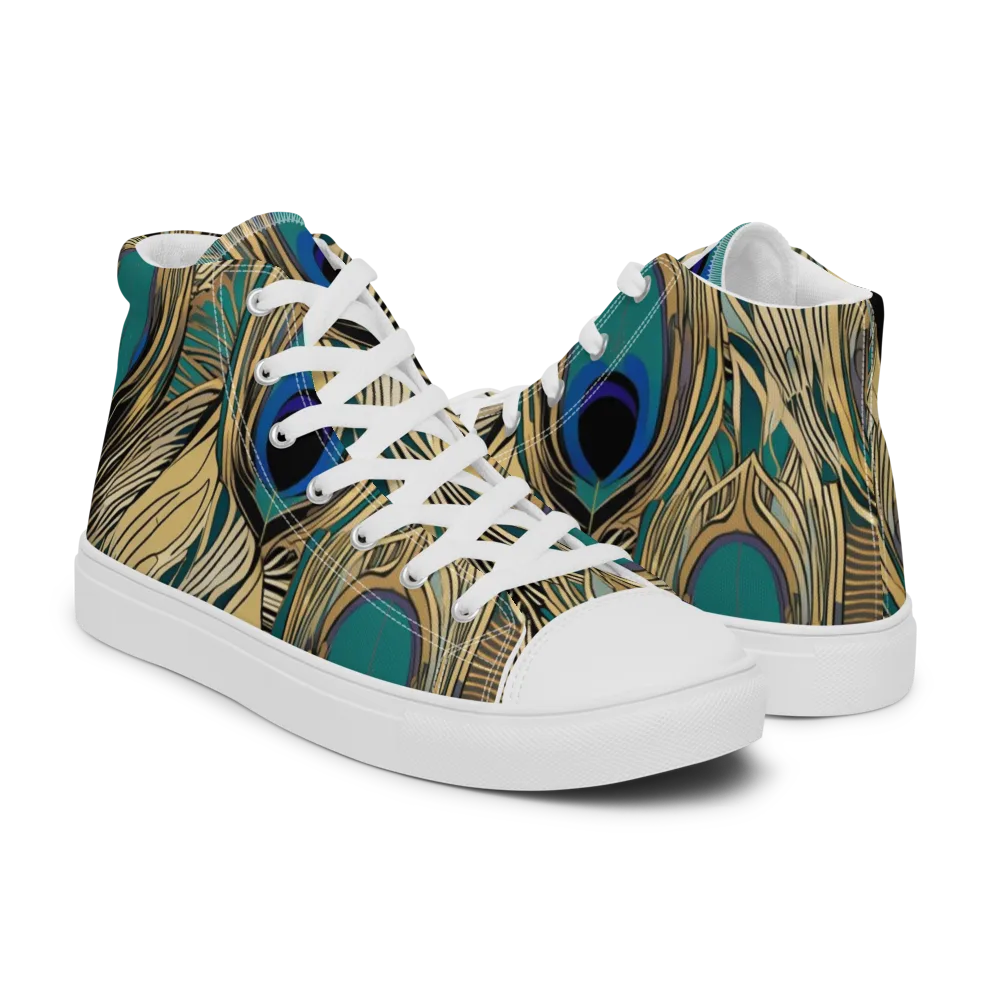 Gilded Iridescence on Men's High Top Canvas Shoes — Right