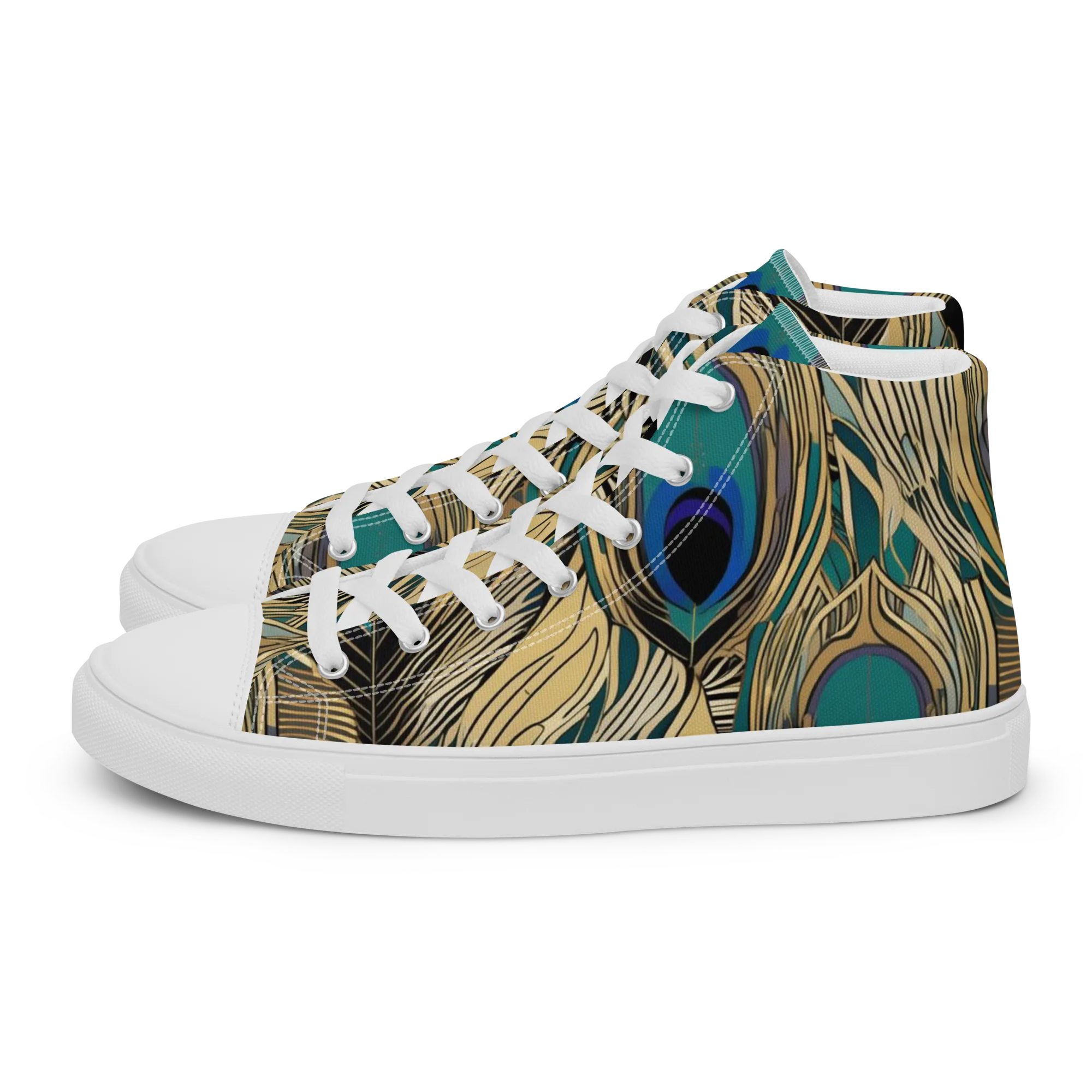 Gilded Iridescence on Women's High Top Canvas Shoes — Left