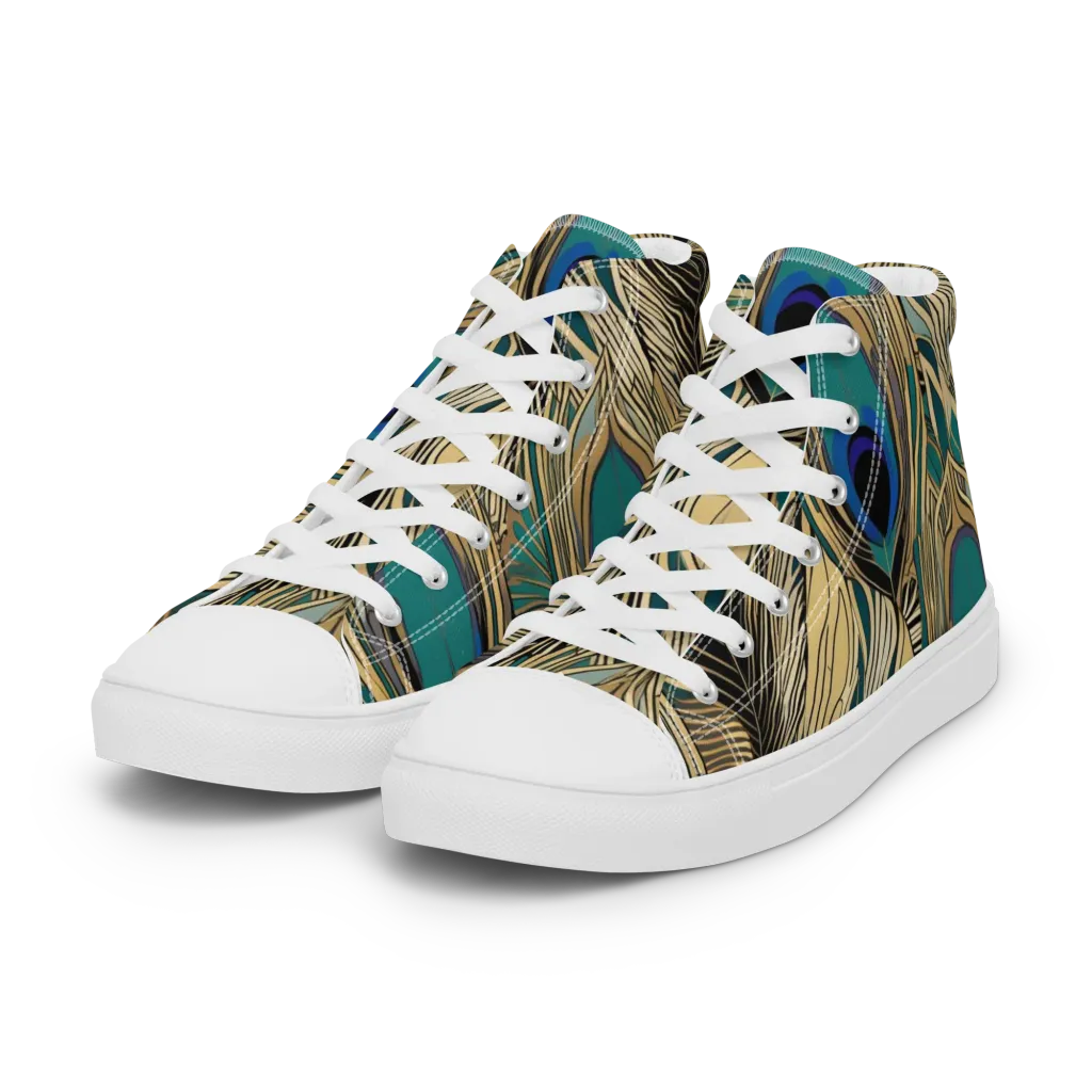 Gilded Iridescence on Women's High Top Canvas Shoes — Left Front