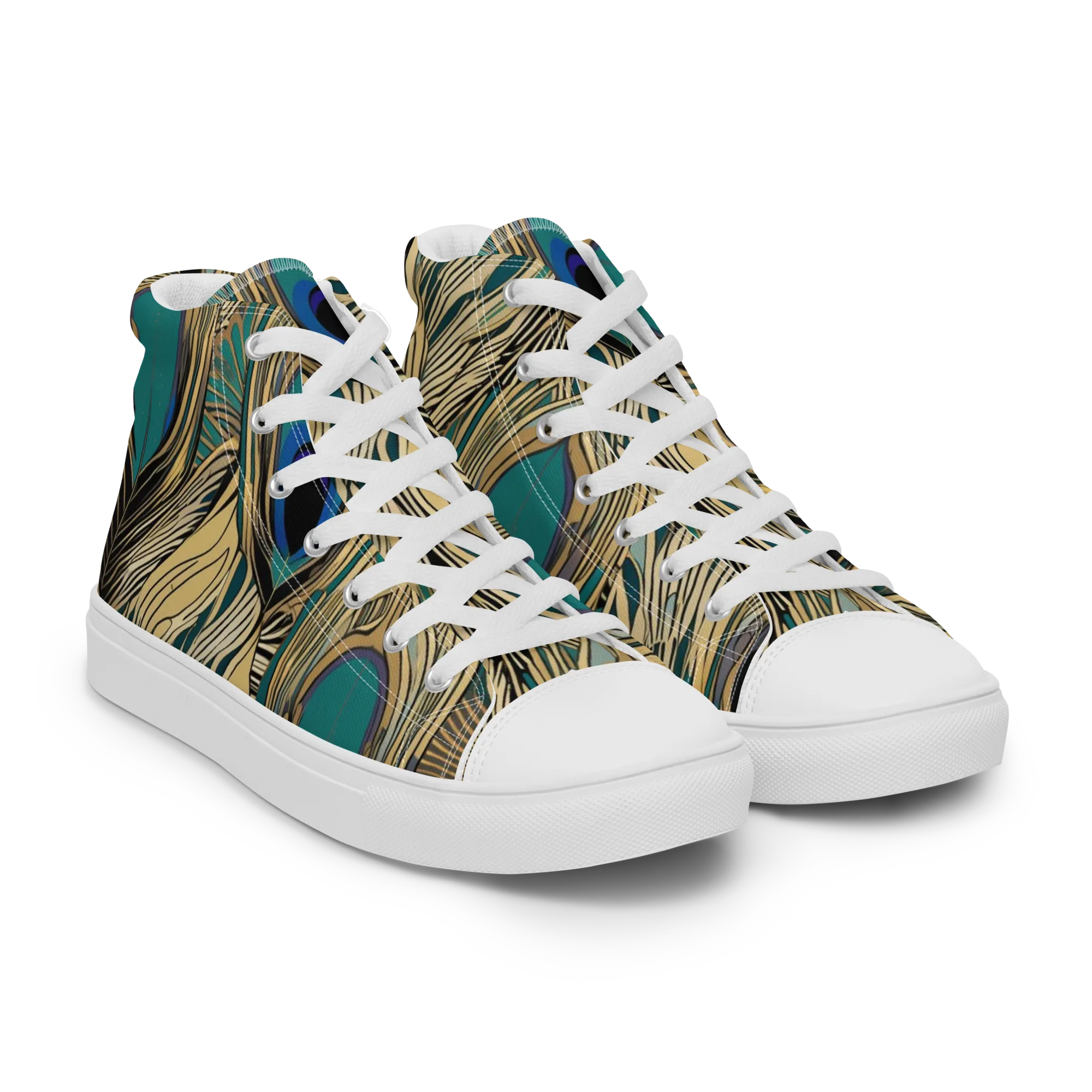 Gilded Iridescence on Women's High Top Canvas Shoes — Right Front