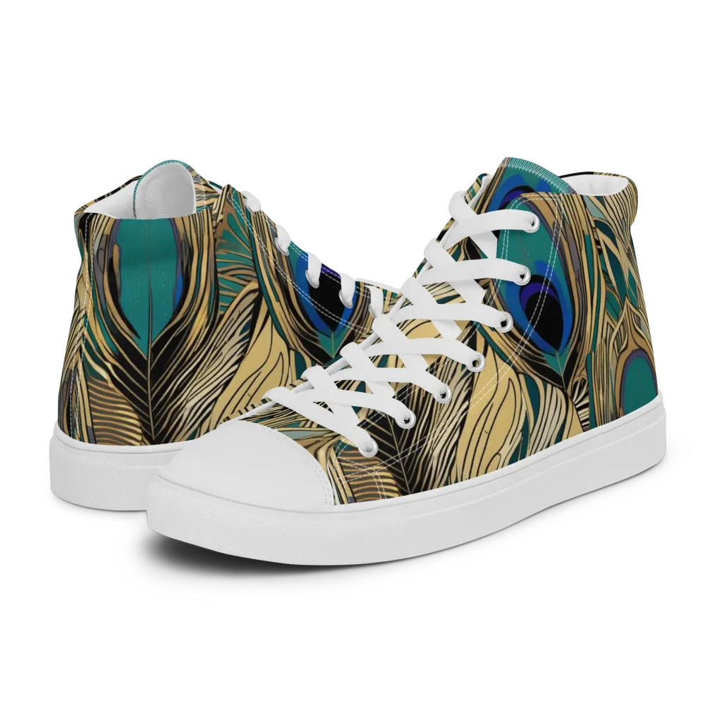Gilded Iridescence on Women's High Top Canvas Shoes — Left