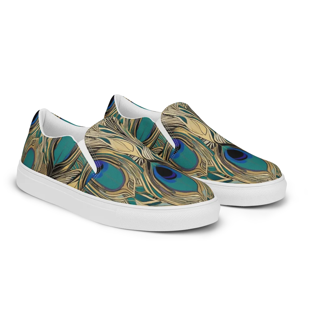 Gilded Iridescence on Men's Slip-On Canvas Shoes — Right Front