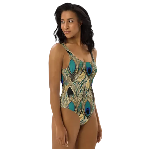 Gilded Iridescence on a One-Piece Swimsuit
