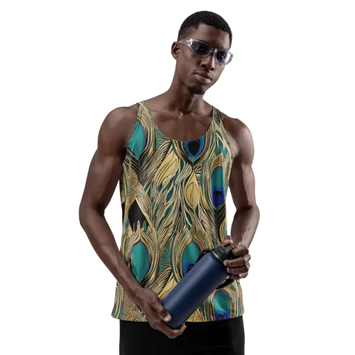 Gilded Iridescence on a Men's Tank Top