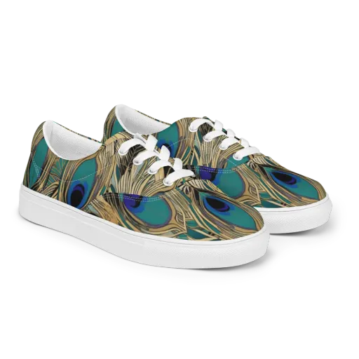 Gilded Iridescence on a Men's Lace-Up Canvas Shoes