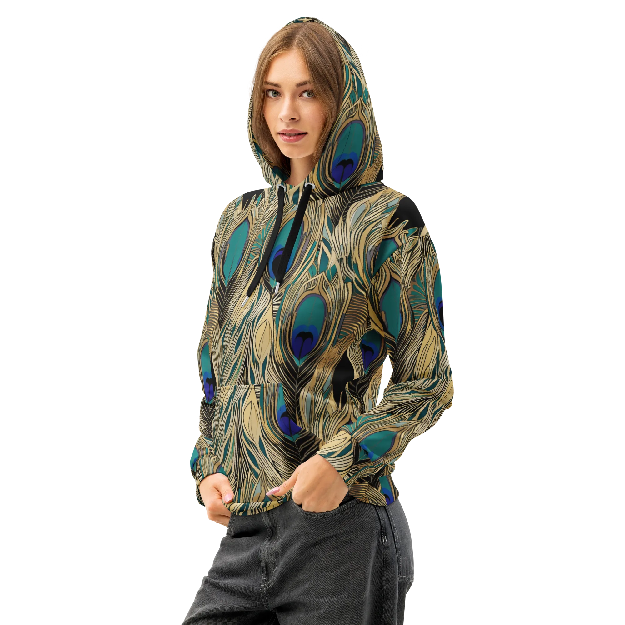 Gilded Iridescence on Cotton Hoodie — Left Front