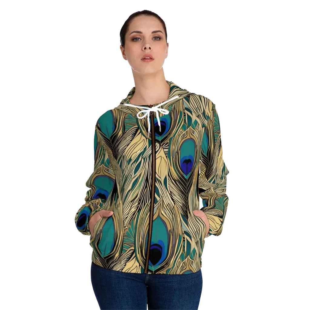Gilded Iridescence on Women's Full-Zip Hoodie — Front On Person