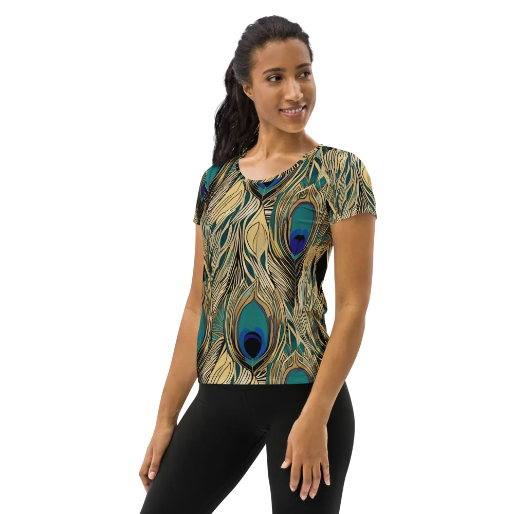 Gilded Iridescence on Women's Athletic T-Shirt — Left