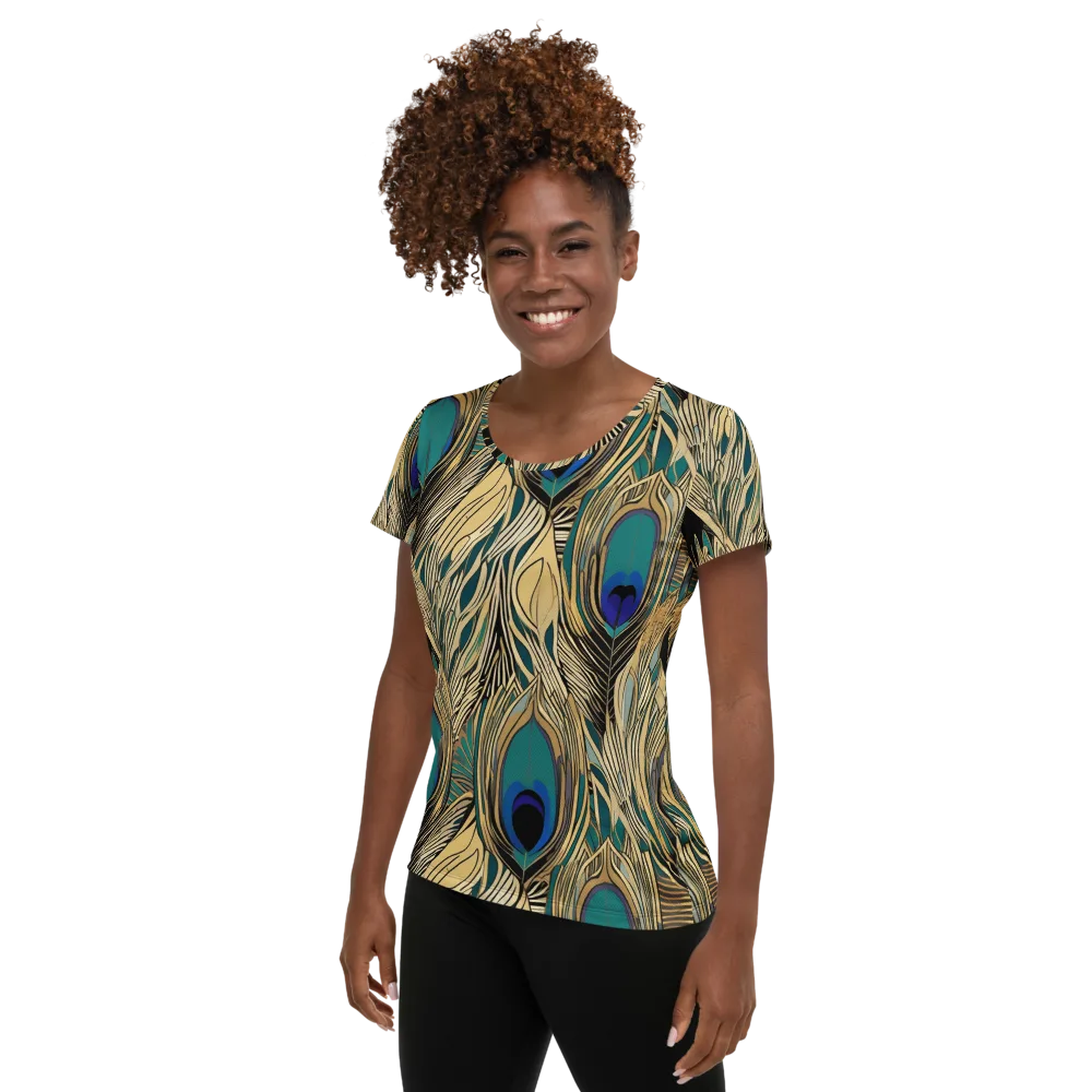 Gilded Iridescence on Women's Athletic T-Shirt — Left