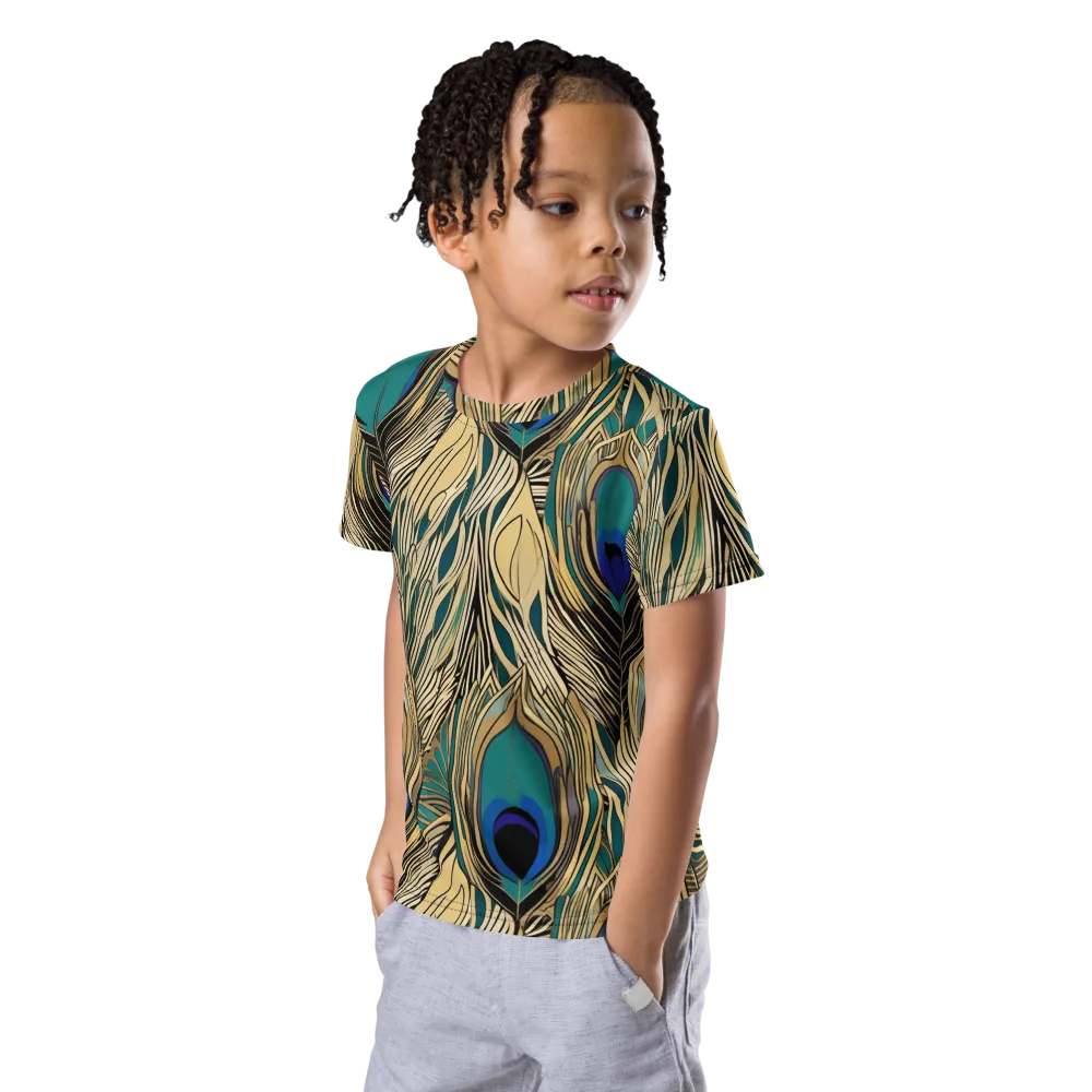 Gilded Iridescence on Kids Crew Neck T-Shirt — Left Front