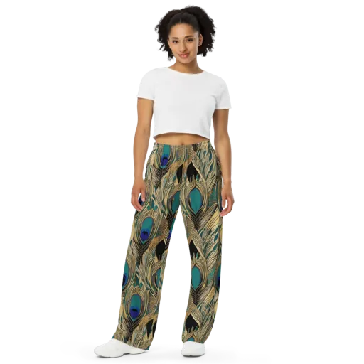 Gilded Iridescence on a Wide-Leg Pants