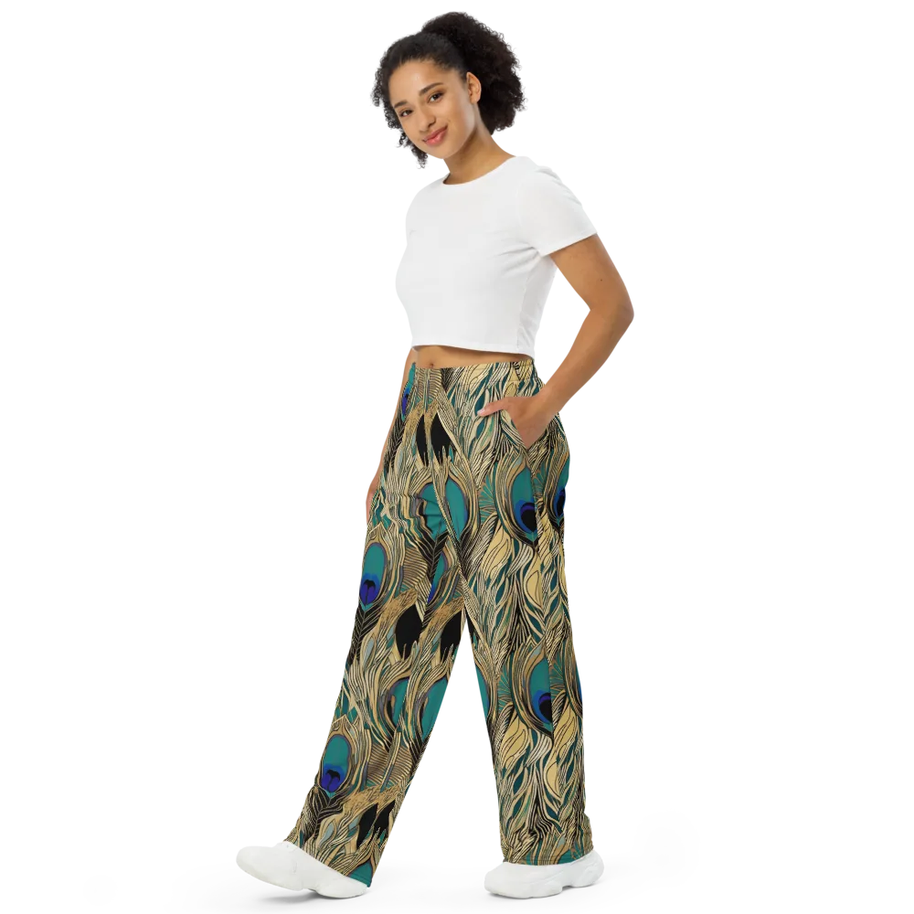 Gilded Iridescence on Wide-Leg Pants — Left Front