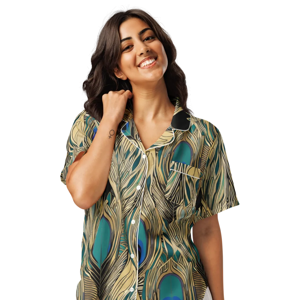 Gilded Iridescence on Women's Short Sleeve Pajama Top — Front