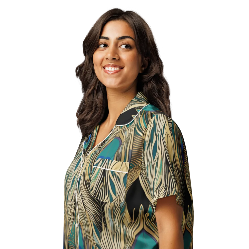 Gilded Iridescence on Women's Short Sleeve Pajama Top — Left Front