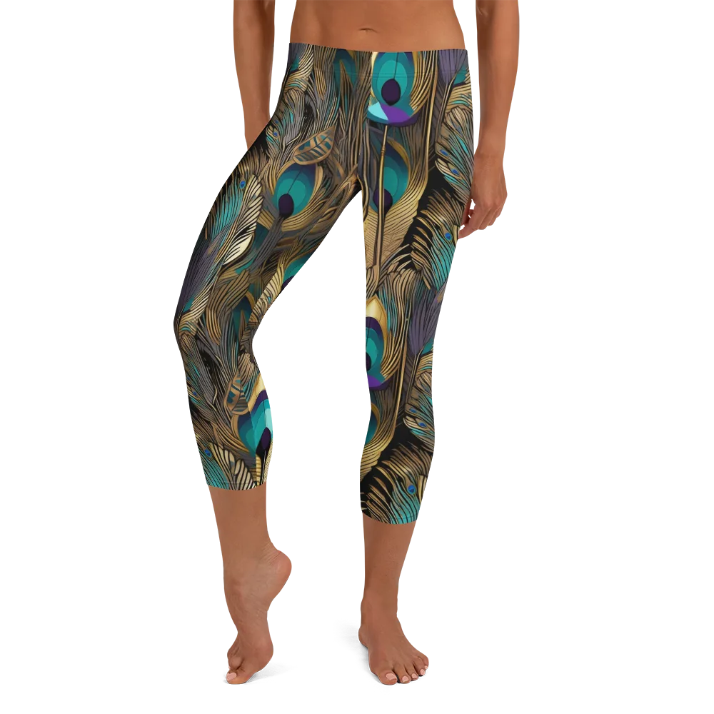 Gilded Plumes on Capri Leggings — Front