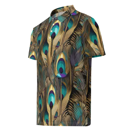 Gilded Plumes on a Men's Slim Fit Polo Shirt
