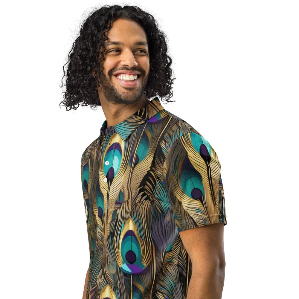 Gilded Plumes on Men's Slim Fit Polo Shirt — Left Front