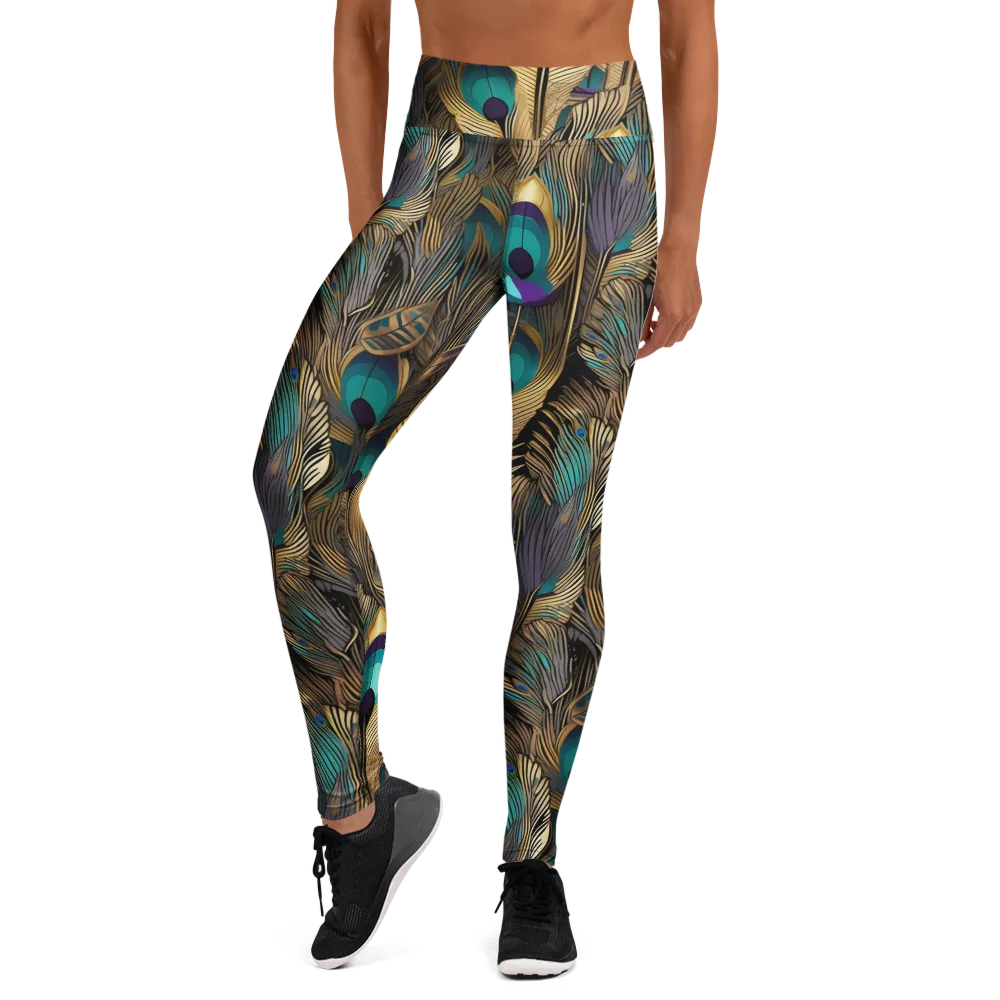 Gilded Plumes on Yoga Leggings — Front