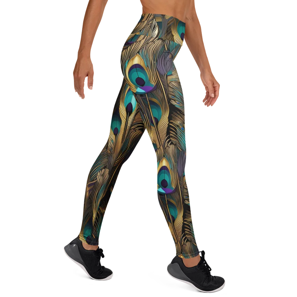 Gilded Plumes on Yoga Leggings — Right