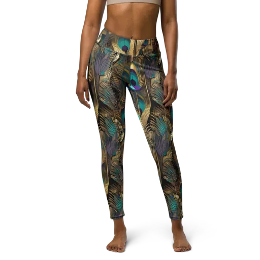 Gilded Plumes on a Yoga Leggings