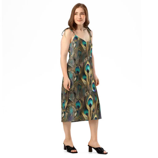 Gilded Plumes on a Slip Dress