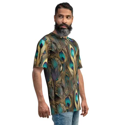 Gilded Plumes on a Men's Crew Neck T-Shirt