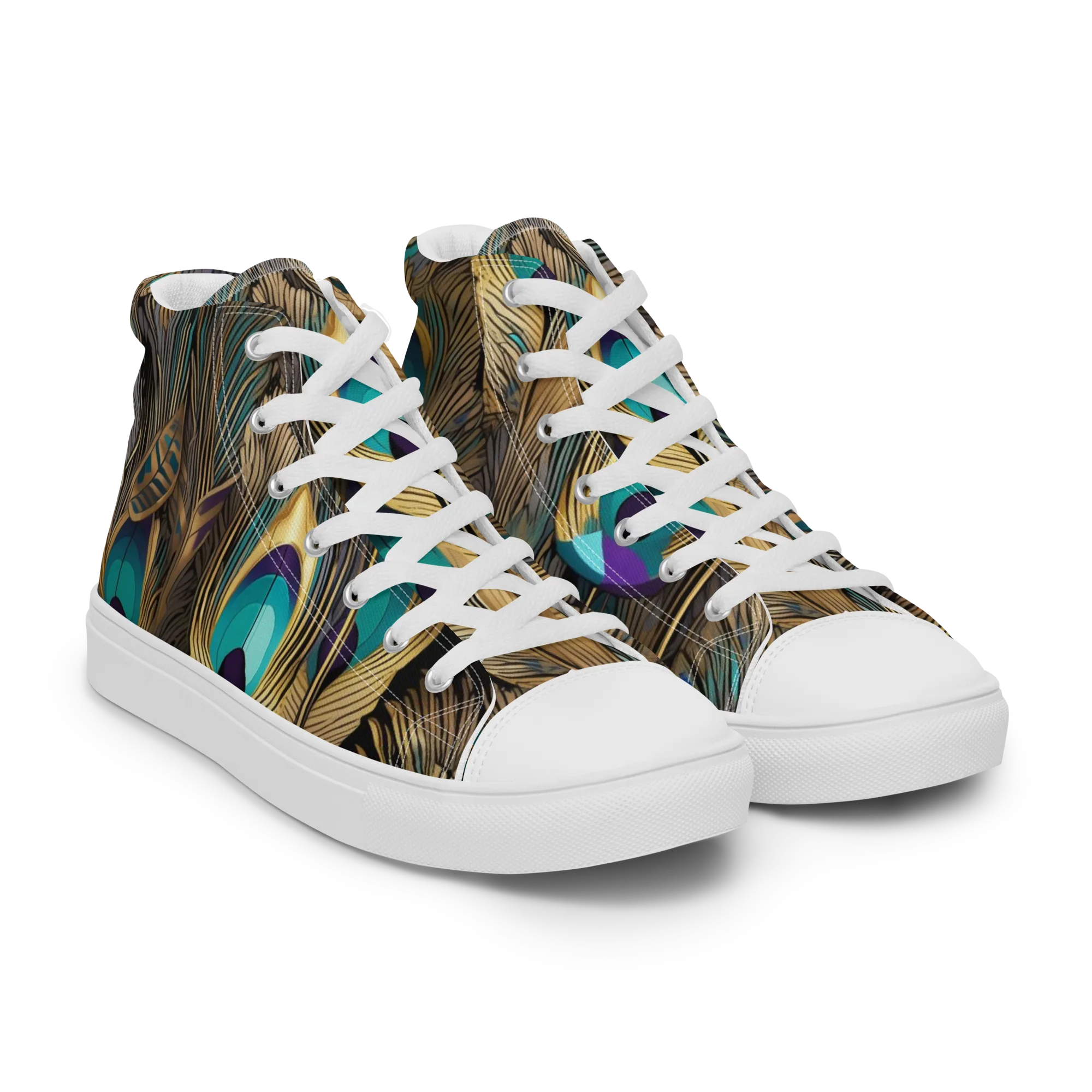Gilded Plumes on Men's High Top Canvas Shoes — Right Front
