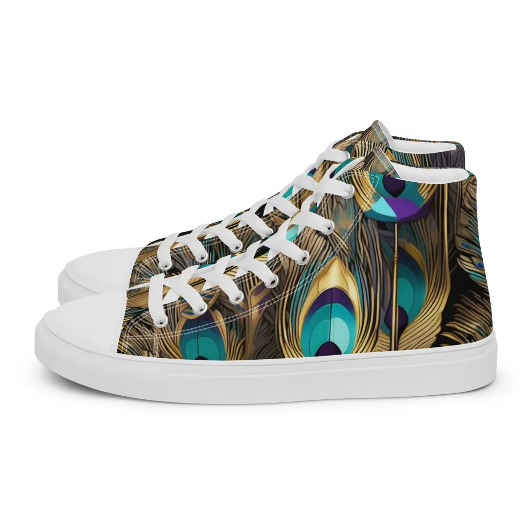 Gilded Plumes on Men's High Top Canvas Shoes — Left