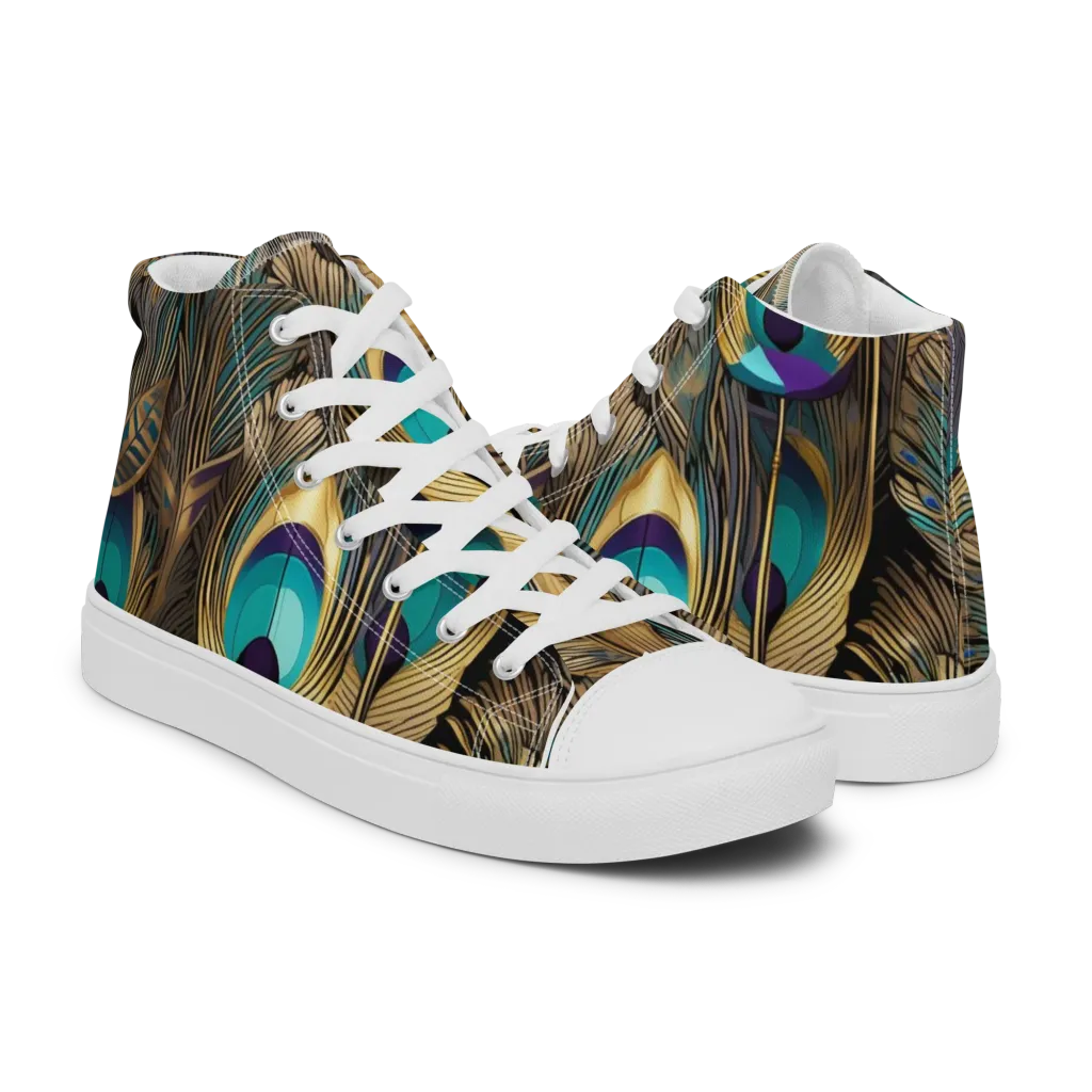 Gilded Plumes on Men's High Top Canvas Shoes — Right
