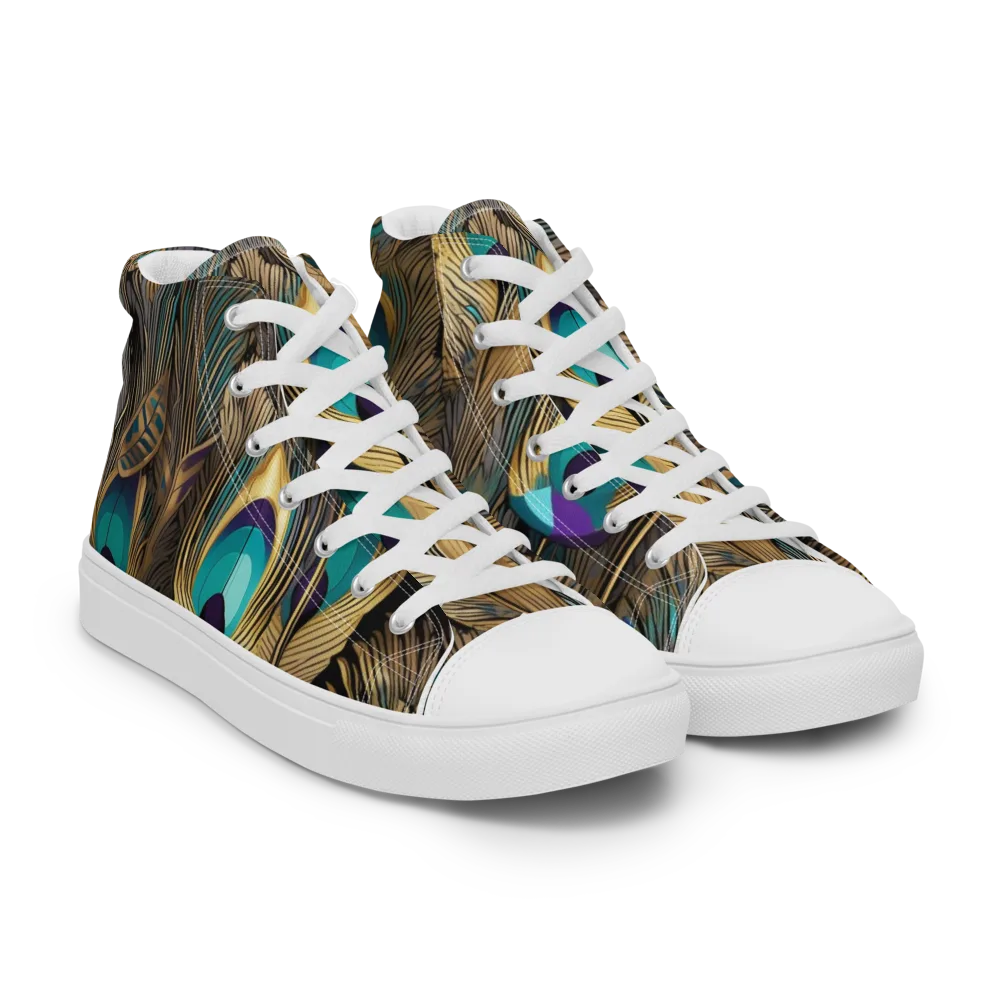 Gilded Plumes on Women's High Top Canvas Shoes — Right Front