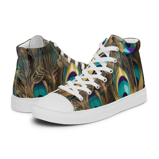Gilded Plumes on a Women's High Top Canvas Shoes